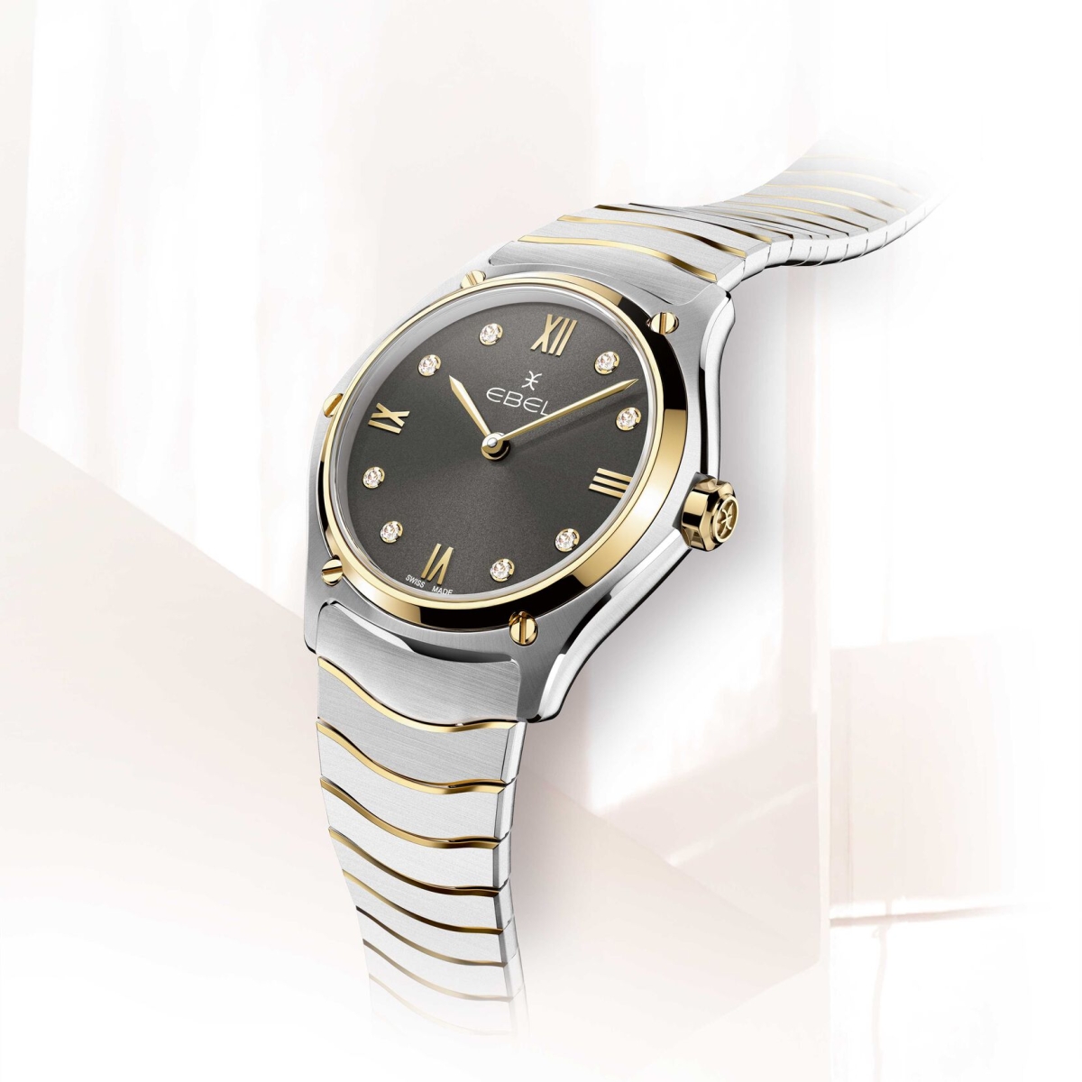 Ebel Sport Classic Lady Damenuhr Bicolor Anthrazit Diamanten 29mm