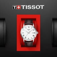 Tissot Classic Dream Herrenuhr Silber Weiß Leder-Armband Quarz 42 mm T129.410.16.013.00