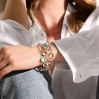 Bigli Mini Sweety Damen Armband 18-Karat Roségold mit Farbsteinen verziert mit Diamanten 20A34Rb Tragebild