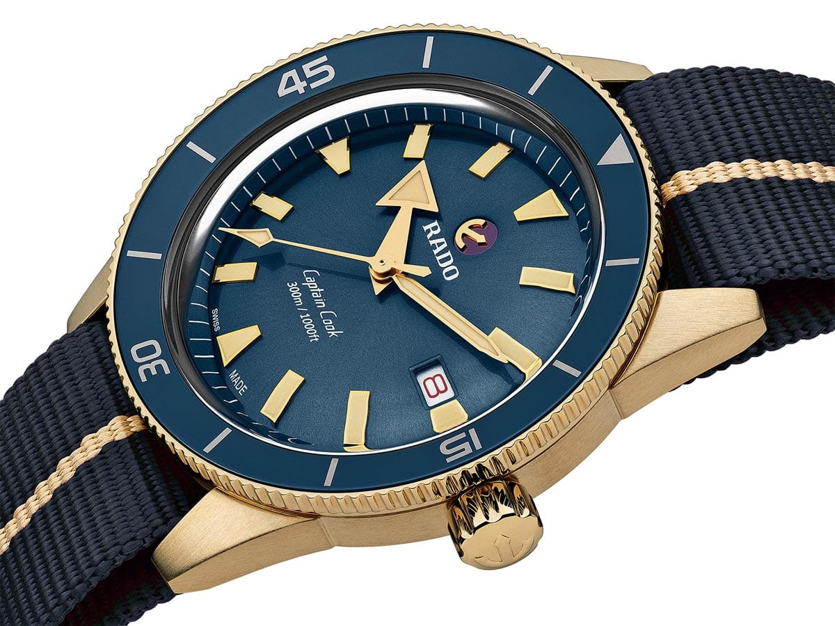 Rado Captain Cook Automatic Bronze Blau Nato Textil Armband 42mm Herrenuhr R32504207