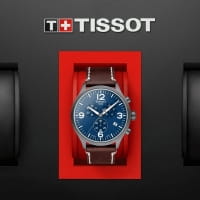 Tissot Chrono XL blau Leder-Armband braun Herrenuhr Chronograph 45mm T116.617.36.047.00 Box