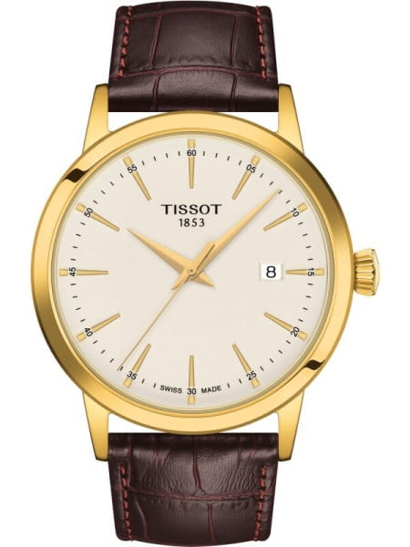 Tissot Classic Dream Herrenuhr Gold Leder-Armband Quarz 42mm T129.410.36.261.00