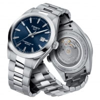 Tissot Gentleman Automatik Uhr Herren 40mm blaues Zifferblatt silbernes Edelstahl-Armband Powermatic 80 Silicium T127.407.11.041.00