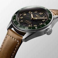 Longines Spirit Zulu Time GMT Anthrazit Grün 42mm Braunes Lederarmband Herrenuhr L3.812.4.63.2 Armband