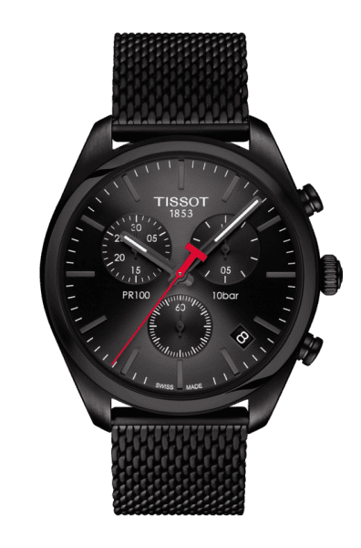 Tissot PR 100 Chronograph Schwarz Edelstahl-Milanaise-Armband Quarz T101.417.33.051.00
