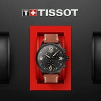 Tissot Chrono XL schwarz Leder-Armband braun Herrenuhr Chronograph 45mm T116.617.36.057.00 Box
