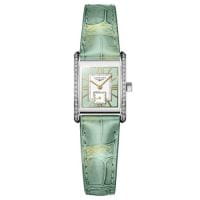 Longines Mini DolceVita Damenuhr 29mm Grün Leder-Armband Diamanten L5.200.0.05.2