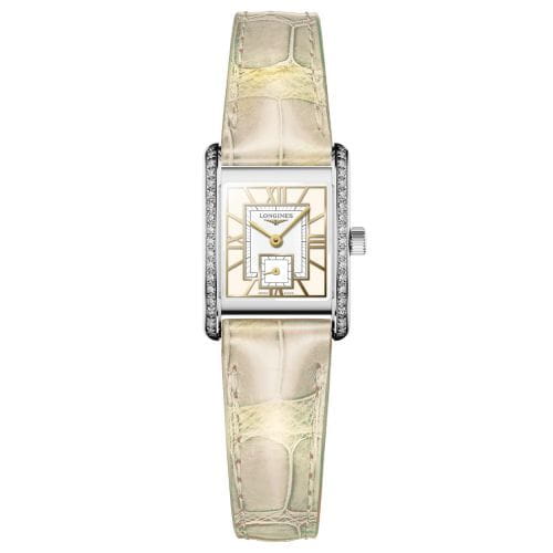 Longines Mini DolceVita Damenuhr 29mm Beige Leder-Armband Diamanten L5.200.0.79.2