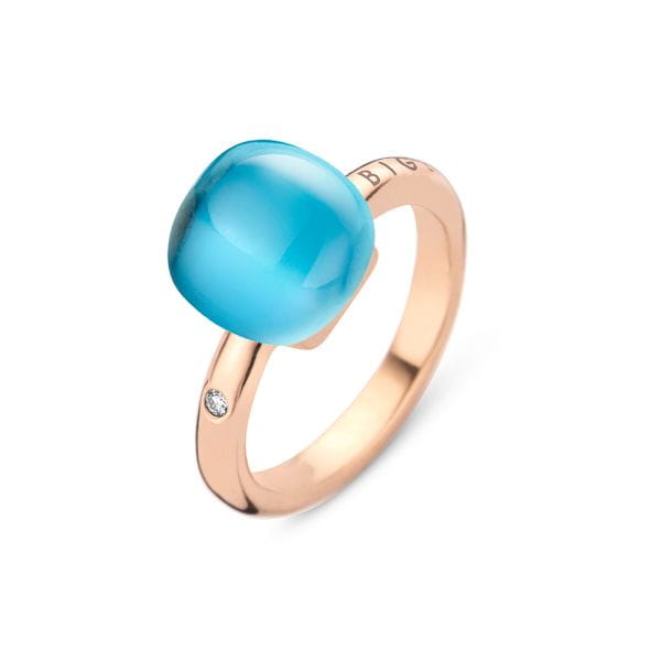 BIGLI Mini Sweety Ring Rosegold mit Diamant Türkis Blautopas 20R88Rbtmpturch
