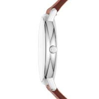 Skagen Uhr Herren Blau 40mm Leder-Armband Braun Quarz Signatur SKW6355 Detail