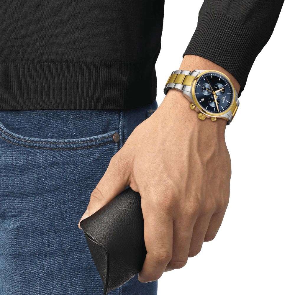 Tissot Chrono XL Classic Silber Gold mit blauem Zifferblatt Quarz 
