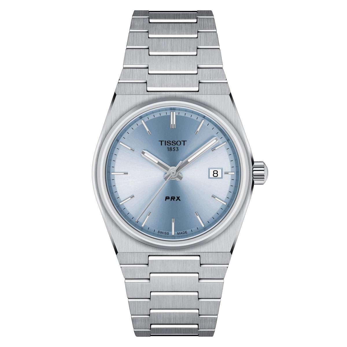 Tissot PRX 35mm Quarz Silber Hellblau Edelstahl-Armband T137 