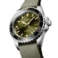 Longines HydroConquest GMT Automatik 41mm Grün Nato-Armband Uhr Herren Taucheruhr L3.790.4.06.2 Detail2