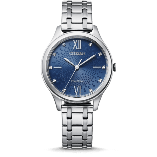 Citizen Eco-Drive Damen Uhr Quartz 32mm Zifferblatt blau Edelstahl-armband silber EM0500-73L | UHREN01