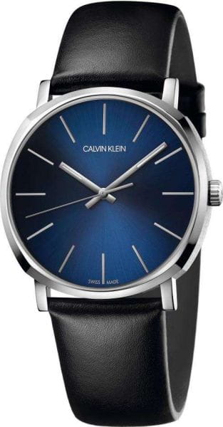 Calvin Klein Herrenuhr blau Lederarmband schwarz 40mm Posh K8Q311CN