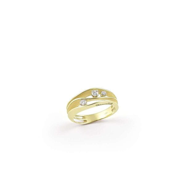 Annamaria Cammilli Ring Dune aus Lemon Bamboo Gold mit 3 Diamanten GAN2662Y | UHREN01