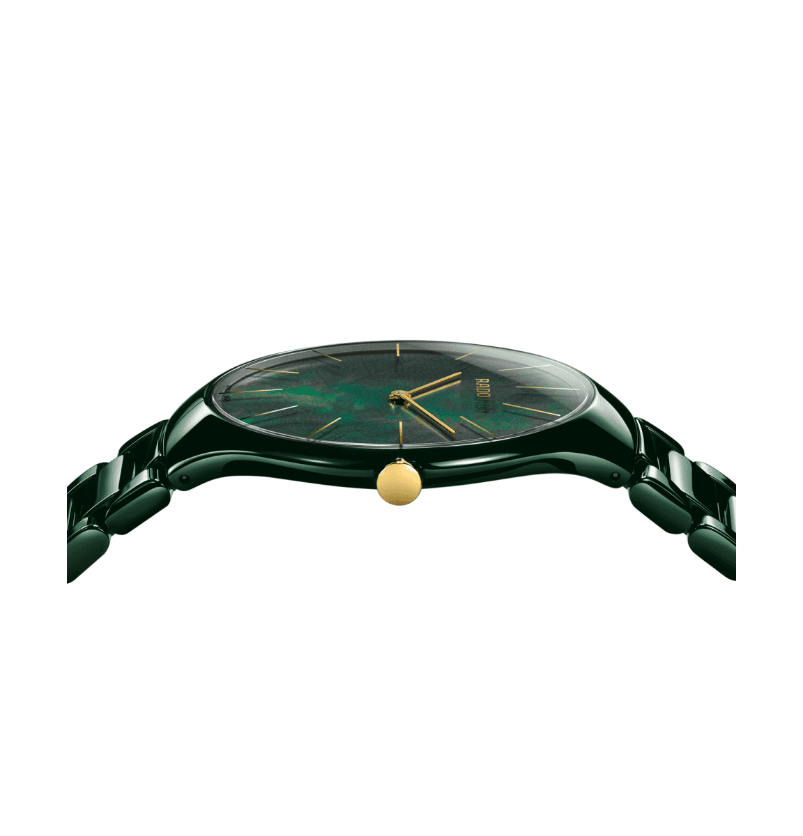 Rado True Thinline Nature Green Leaf Grune Keramikuhr 39mm Quarz R27006912 UHREN01