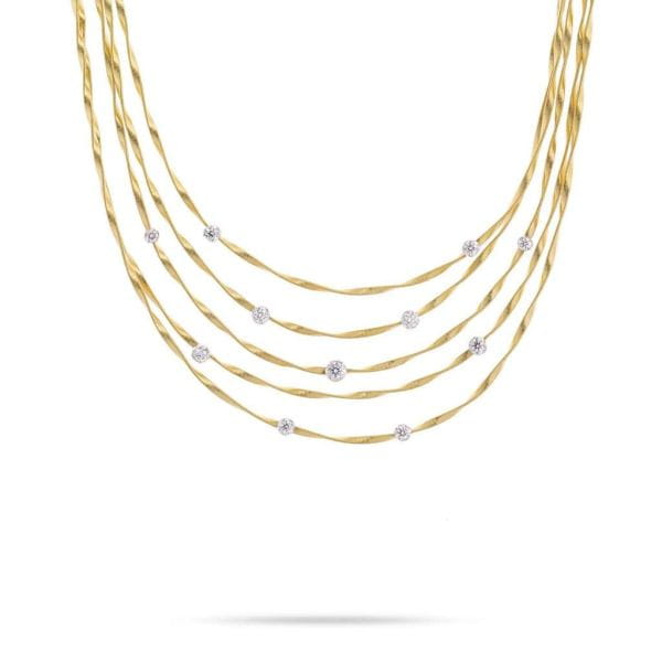 Marco Bicego Marrakech Halskette 42cm aus 18kt Gold mit Diamanten Collier CG340 B8