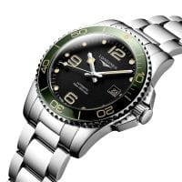 Longines HydroConquest 41mm Automatik Herren Uhr Grün Edelstahl-Armband L3.781.4.05.6 Detailansicht