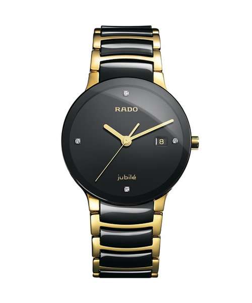 Rado Centrix Diamonds Herrenuhr Bicolor Schwarz Gold Keramik Quarz 