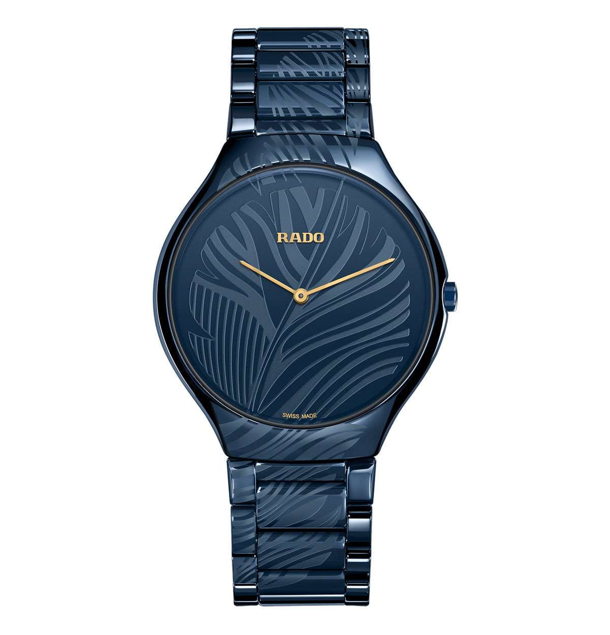 Rado True Thinline My Bird Limited Edition Damen Herren Keramik Uhr Blau Quarz 39mm R27014152