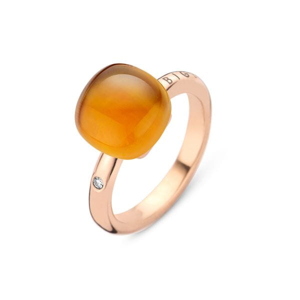 BIGLI Mini Sweety Ring Rosegold mit Diamant Madeira Citrin Perlmutt 20R88Rmcmp