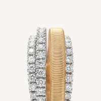 Marco Bicego Masai Vierreihiger Ring aus Gold mit 18 Karat und 3 Diamantpavé-Bändern AG363 B2 YW M5 Detail