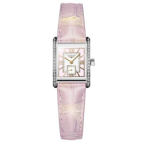 Longines Mini DolceVita Damenuhr 29mm Pink Leder-Armband Diamanten L5.200.0.99.2