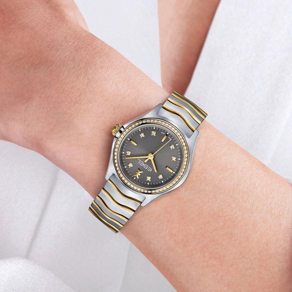 Ebel Wave Lady Damenuhr Diamanten Bicolor Zifferblatt anthrazit 