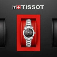 Tissot T-My Lady Silber Anthrazit Edelstahl- &amp; Leder-Armband Damenuhr Quarz T132.010.11.061.00